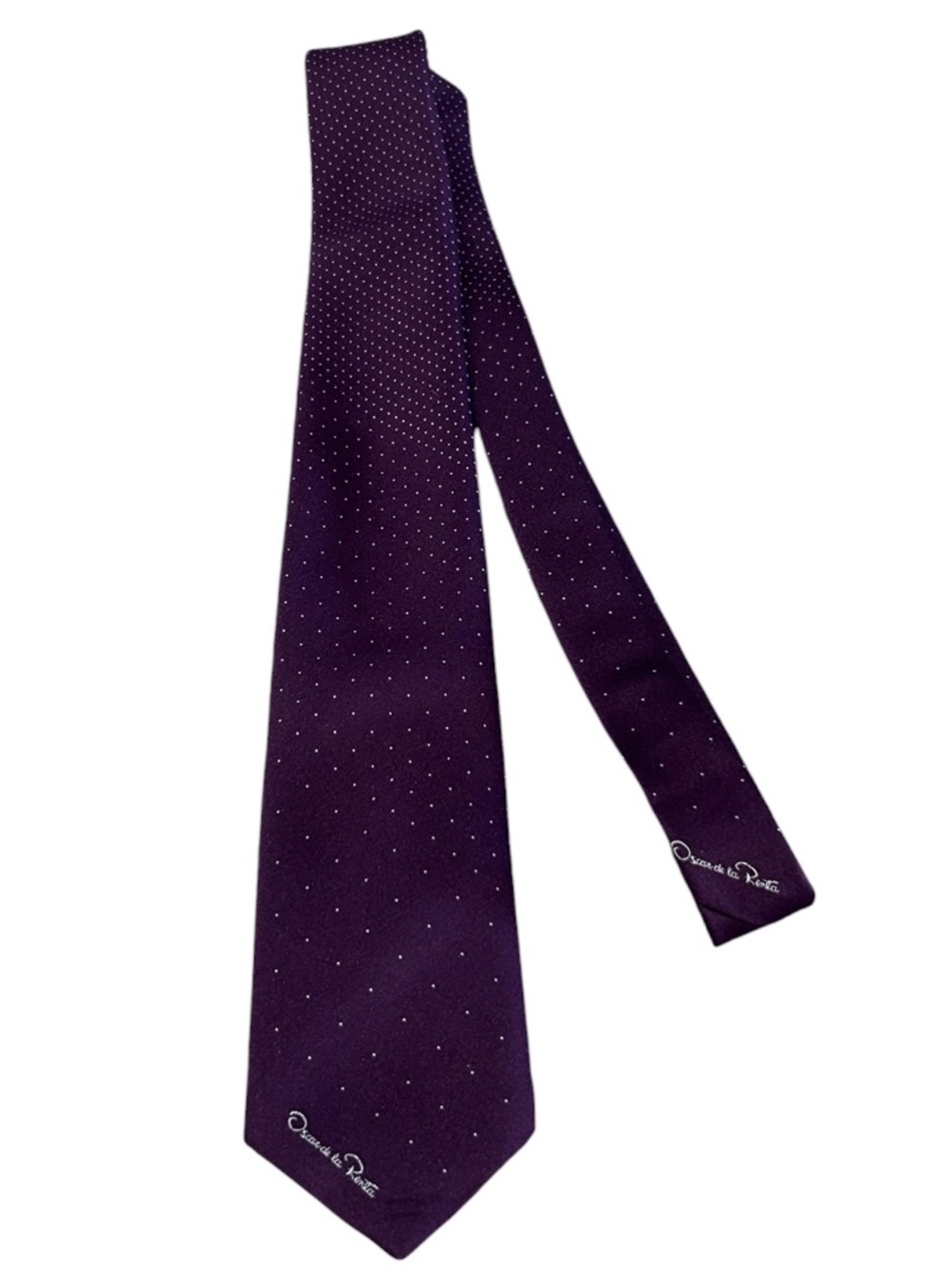 Oscar De La Renta Purple With White Polka Dots Tie NWT